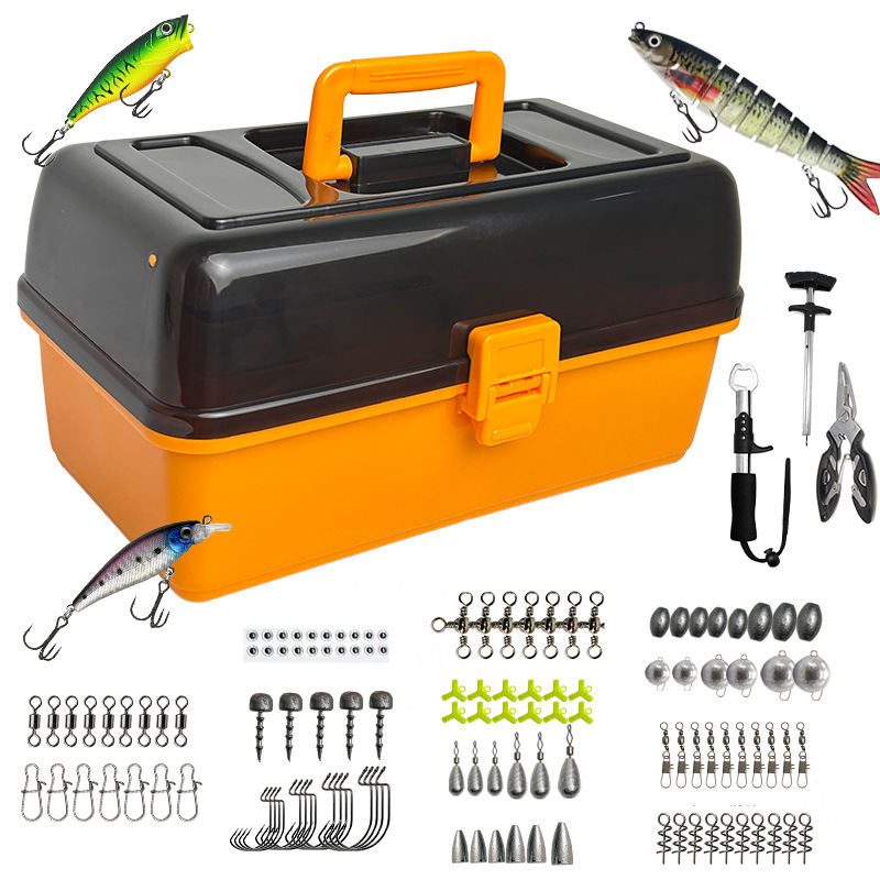 Fishing Hook Box - Grote vierlaagse outdoor visserij softbait loodkop